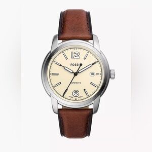 Fossil Heritage Automatic Brown Leather Watch - No Batteries Required